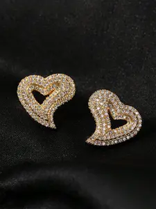 1 Pair Romantic Cubic Zirconia Heart Stud Earrings Heart Shaped Earrings For Women For Wedding Engagement Anniversary Party Jewelry Valentine's Day Gift