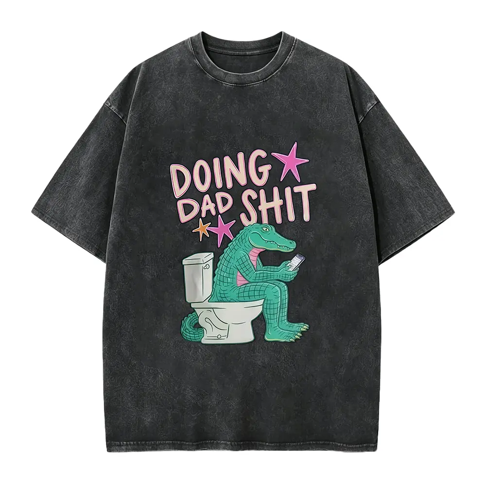 Doing Dad Shit Shirt, Funny Gator Toilet Tee, Trendy Father's Day T-Shirt, Retro Dad Shirt, Gift For Dad, Husband Gift