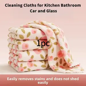 Cleaning cloths, highly absorbent towels, quick-drying multi-functional wiping cloths, floral design square cloths, soft and lint-free material, Christmas and Thanksgiving stock-up, multi-scene cleaning kits, durable, easy to clean, reusable cleaning clot