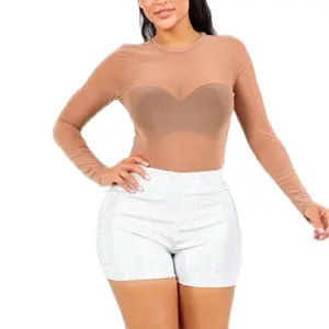 Carlota Top - Mesh Top Stretchy Transparent Women's Fashionable Top with Stretch Feature - 95% POLYESTER 5% SPANDEX