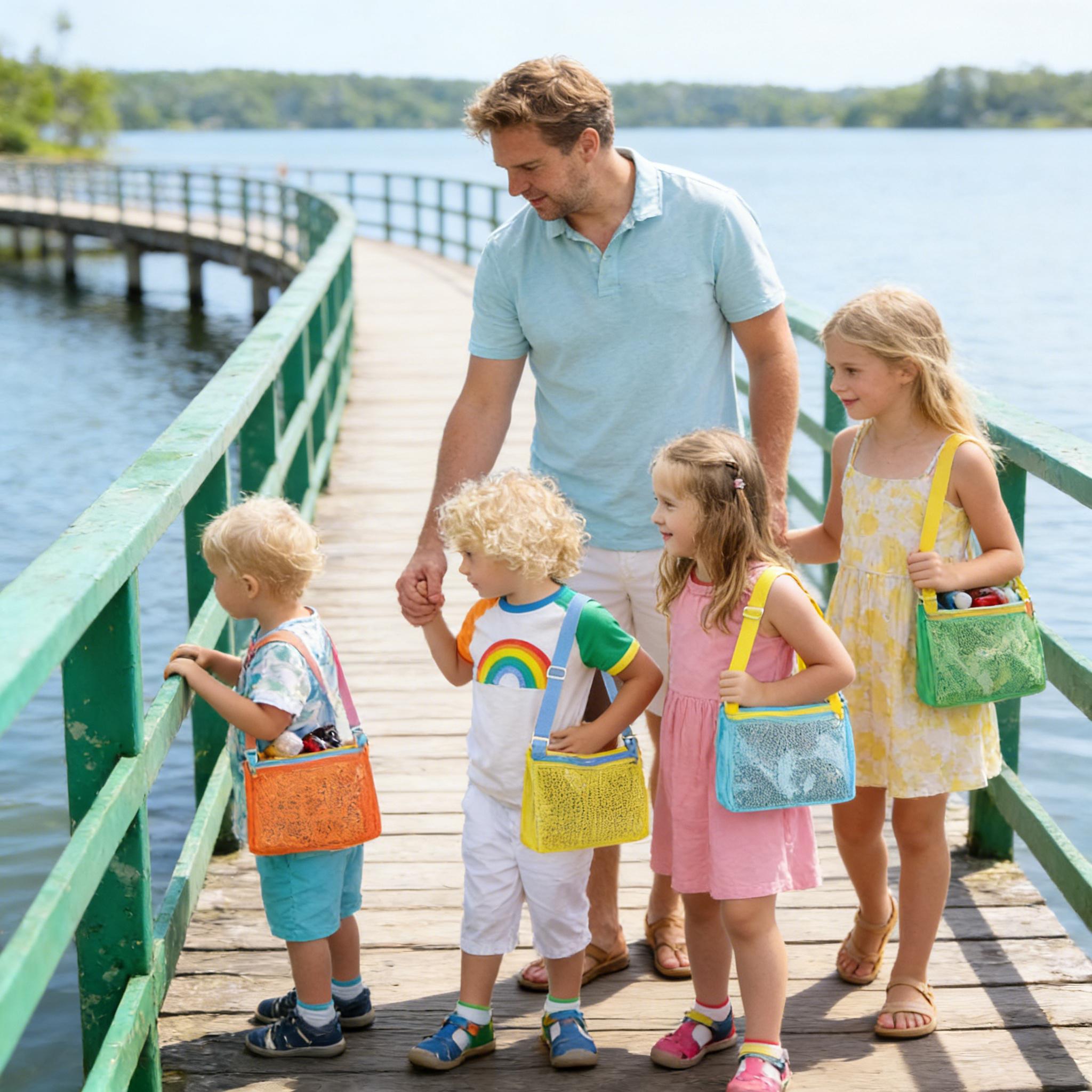 Mesh Beach Bag with Zipper, Sand Toy Storage Bag for Holding Shells and Pool Accessories, Swimming Gear for Kids, Boys and Girls