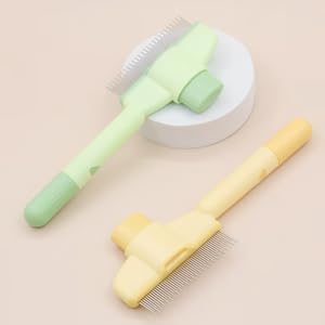 TemApex 2-Pack Pet Grooming Combs, Stainless Steel Long & Short Teeth for Shedding & Tangles, Professional Metal Hair Remover for Dogs, Cats & Rabbits (Easy to Clean)