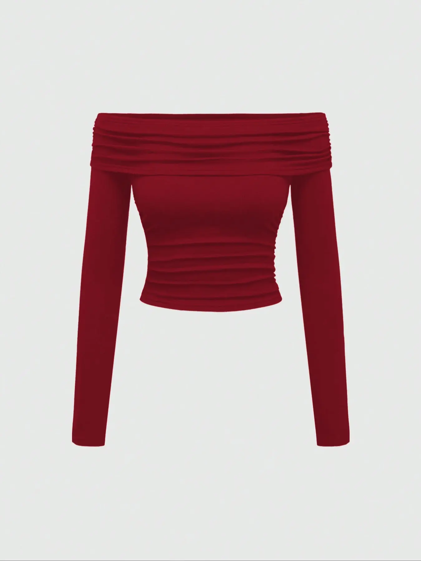 Grunge Punk Y2K Shinjuku Sexy Off-Shoulder Ruched Waist Long Sleeve Fitted Top, Versatile Fashion Women's Long Sleeve New Style T-Shirt, Perfect for Concerts, Dancing & Nightclubs, Beach, Parties, Sports, and Casual Home Wear.