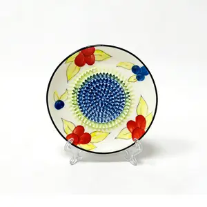 Handmade Ceramic Garlic Grater Plate Garlic Grinder Dish for Garlic Ginger Spices Kitchen Tool Easy Grinding Crusher Dish Food Preparation Tool Manual Garlic Masher Peeler Style Kitchen Gadget Non Slip Durable Easy Clean Grinding Plate Kitchen Accessories