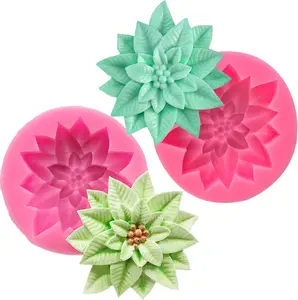 Christmas Series Chocolate Molds with 24 Shapes Holly Leaf Silicone for Gummies Baking Plant Leaf Resin Candles Soaps Cake Decoration DIY Desserts Baked Tin Grey