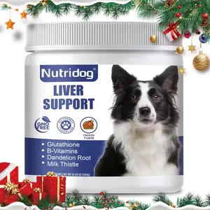 Nutridog Liver Support Chewables for Dogs with Natural Oils to Protect Liver & Kidney Health 120 Tablets for Pet Wellness