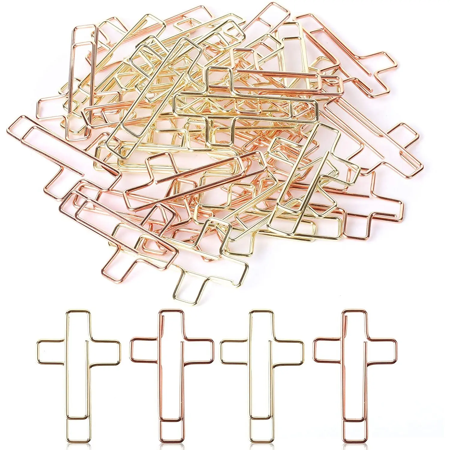 Cross Paper Clips, 35 Pack (Gold and Rose Gold Color), Bible Paper Clips, Journaling Paper Clips, Bible Study Supplies, Christian Journaling Supplies, Bible Journaling Items, Bible Clips