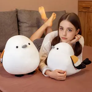 Cute Long-Tailed Silver Throated Finch Plush Toy, Soft Cotton Filled Bird Doll, Creative Birthday Gift, Hugging Pillow Plaything