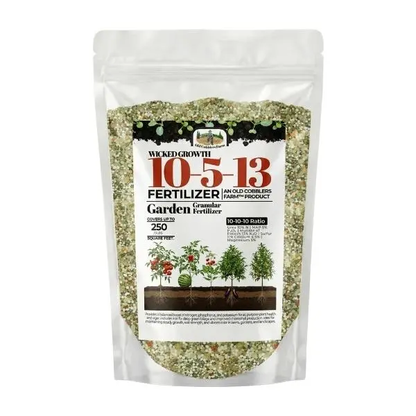 Old Cobblers Farm Wicked Growth 10-5-13 Fertilizer with Micronutrients - High Nitrogen-Phosphate (5 lbs | 10 lbs | 15 lbs | 20 lbs)