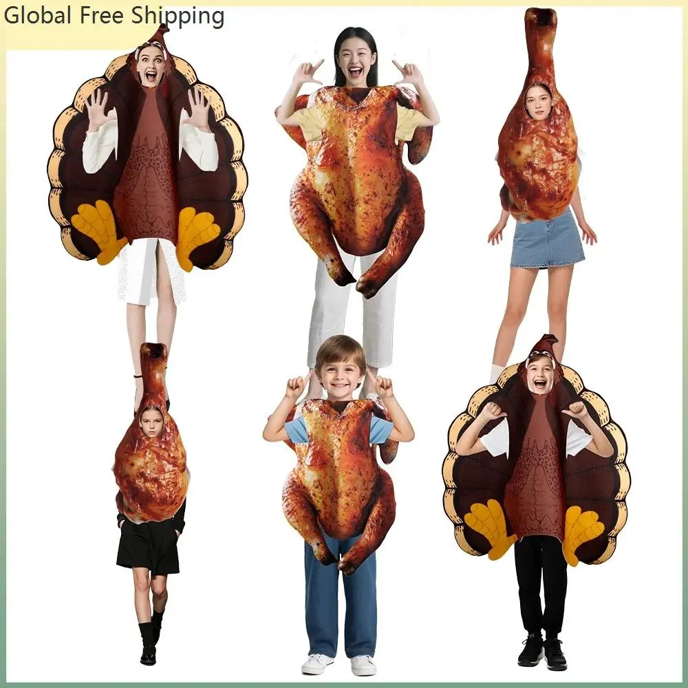 Thanksgiving Parent-child Role-playing Roast Chicken Costume Funny Holiday Party Turkey Jumpsuit Stage Props Performance Costume