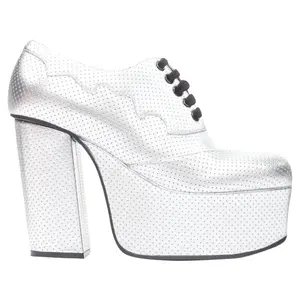 Pre-owned Gucci Women's Gucci Otis metallic chunky platform block heel bootie mule by Rebag