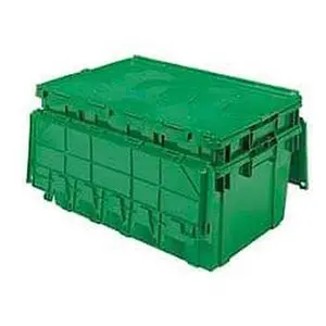Akro-Mils 100 Lb Load Capacity Green Polyethylene Attached-Lid Container Stacking, Nesting, 27.1" Long x 16.9" Wide x 12-1/2" High, Lid Included AR2717120204000