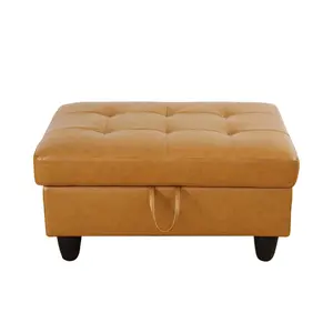 Turmeric Semi PU Synthetic Leather Storage Ottoman