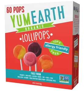 YumEarth Organic Pops Variety Pack, 60 Fruit Flavored Favorites Lollipops, Allergy Friendly, Gluten Free, Non-GMO, Vegan, No Artificial Dyes