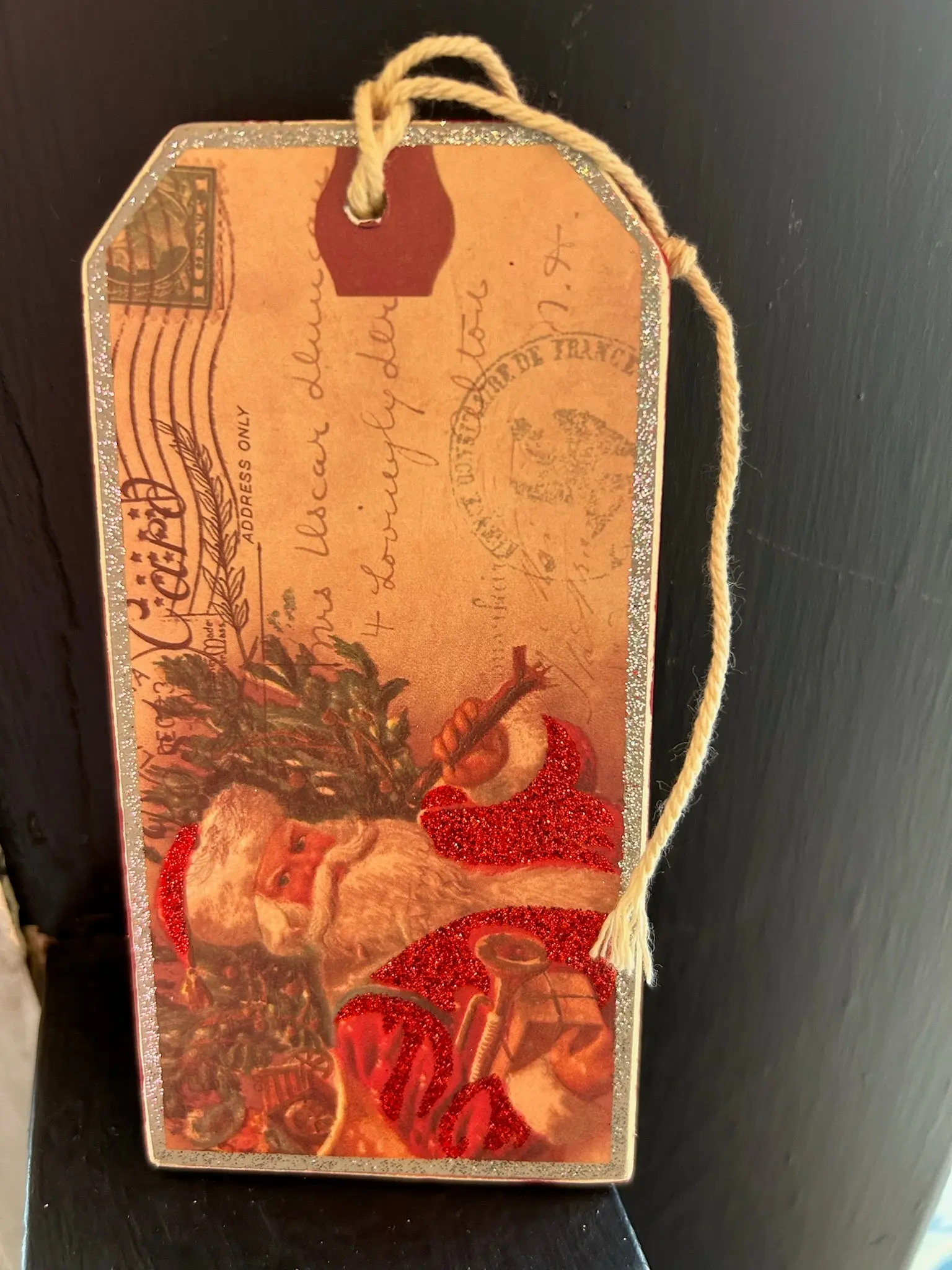 Wooden Gift Tag-Santa