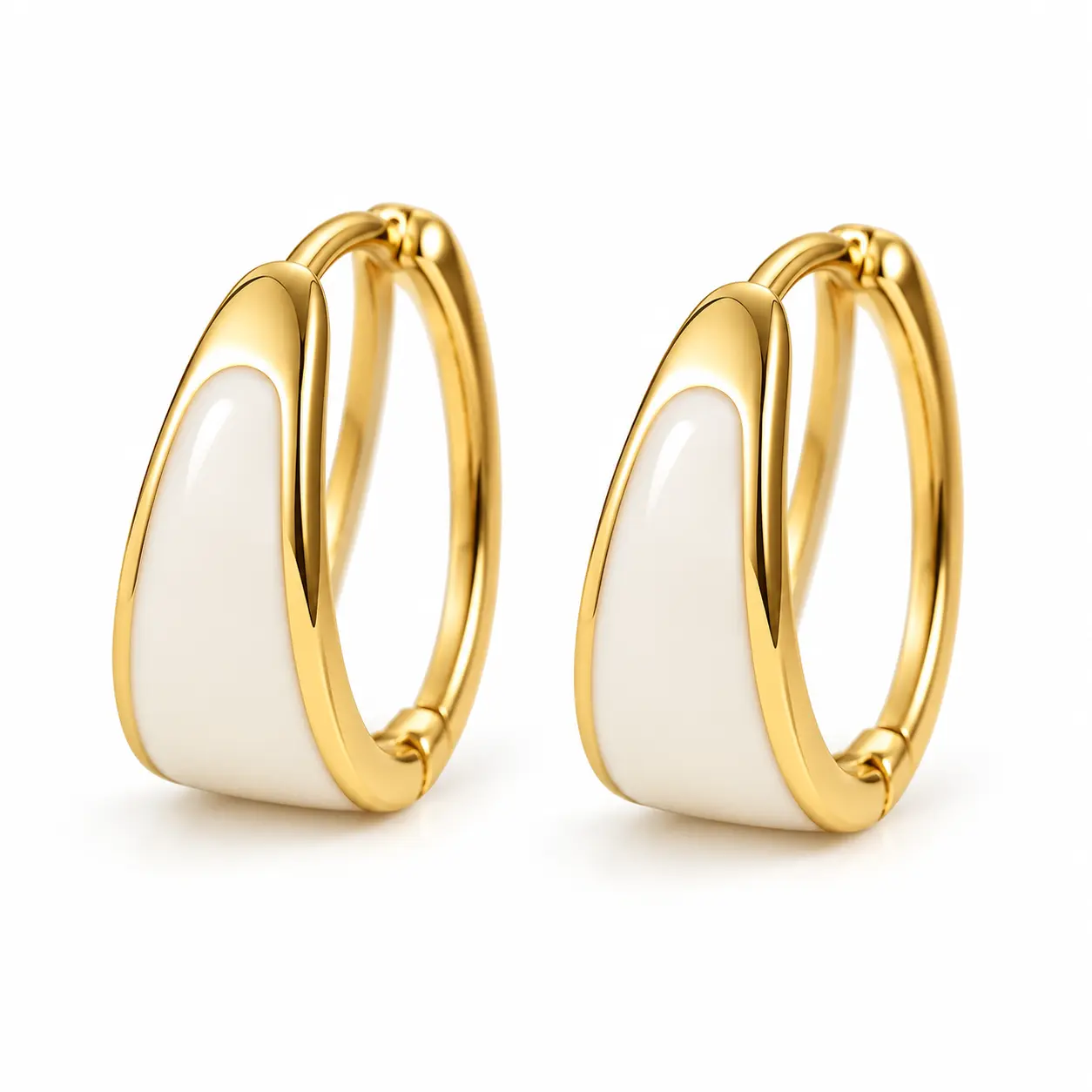 Women's Gold Tone Geometric Hoop Earrings, Small Minimalist Irregular Huggie Earrings, Simple Elegant Lightweight Fashion Jewelry for Daily Wear, Party & Gifts