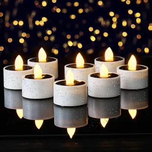 8PCS Solar Tea Lights Outdoor Waterproof, Rechargeable Dusk to Dawn Lighting, Flameless Flickering LED Votive Candles for Fairy Garden Decor, Patio Tables, Christmas Lanterns, Windows