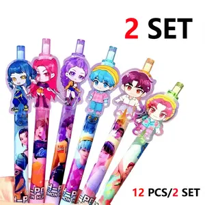 Cute Anime Devil Hunter Gel Pen 0.5mm Black Ink Acrylic Decor Student Stationery School Supplies Gift Gel Ink Pens