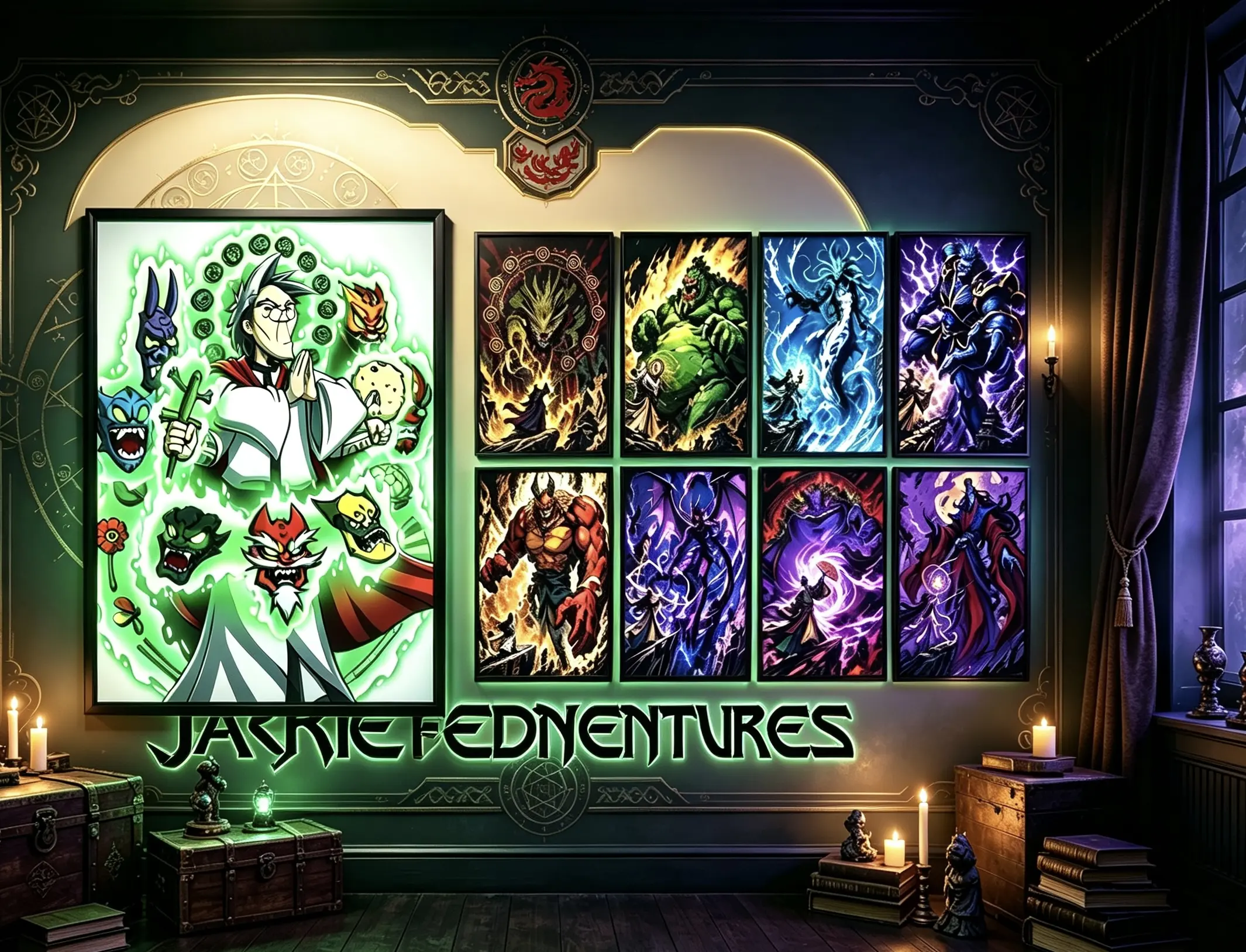 Jackie Chan Adventures Framed Canvas Poster, Classic Cartoon Graphic Prints, Retro Animated Series Illustrations, Creative Design Picture Image Prints, Home Decor for Bedroom & Game Room, Ideal Gift for 90s Animation Enthusiasts, Creative Design Print, Wa