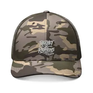 Ratchet 2 Righteous Camo Trucker Hat — Embroidered Adjustable Mesh Cap, Camo Print Hats, Neutral Camo Hats