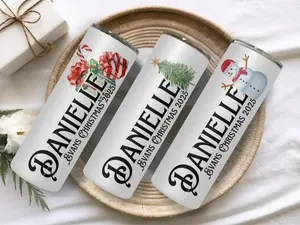 Custom Family Christmas Tumbler – Personalized Holiday Drinkware – Matching Christmas Cups – Festive 20 oz Skinny Tumblers