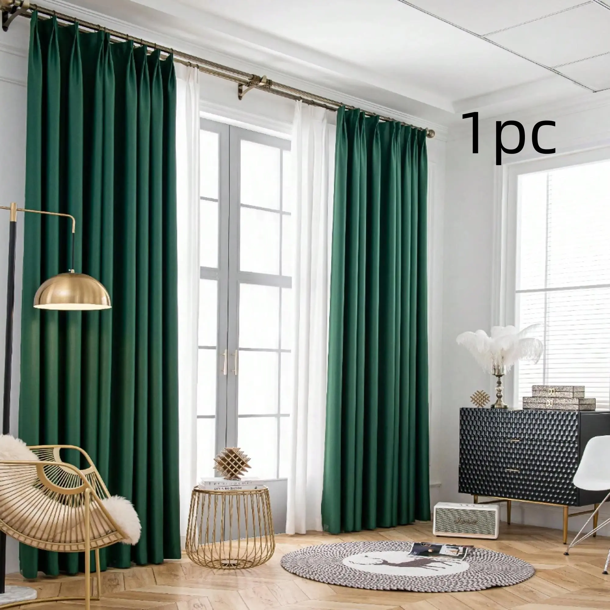 1pc Solid Color Modern Rayon Blackout Curtain, Window Curtain, Rod Pocket Design, Suitable For Living Room And Bedroom Filtering Curtain, Living Room Curtain, Bedroom Curtain,Christmas curtain