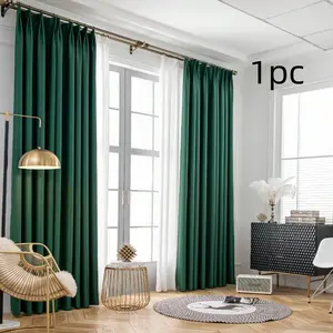 1pc Solid Color Modern Rayon Blackout Curtain, Window Curtain, Rod Pocket Design, Suitable For Living Room And Bedroom Filtering Curtain, Living Room Curtain, Bedroom Curtain,Christmas curtain