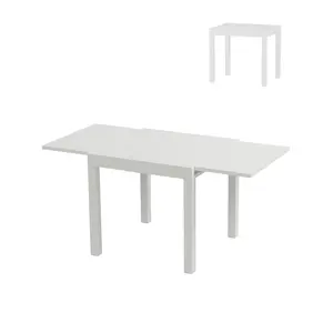Expandable Patio Table, 31"-63" Retractable Outdoor Dining Table Set, Suitable for 4-6 People, Aluminum Frame, Wood Grain Design,White