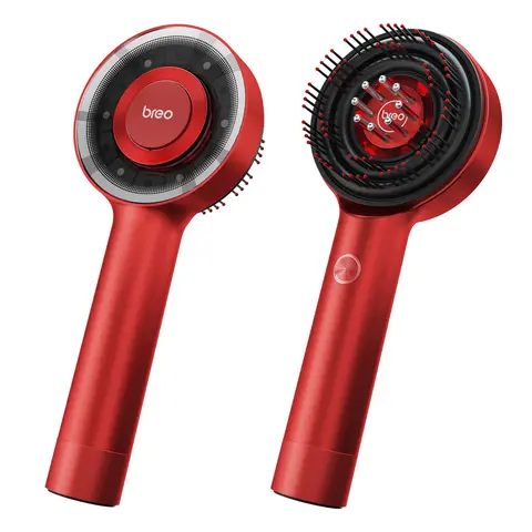 Breo Scalp3 Rechargeable Scalp Massager - 1600mAh Plastic Adults' Tool, Lightweight Hair Oil Applicator & Dispenser, 850nm Follicle Care Red Light Therapy Hair Growth Stimulator, Waterproof 2-Hour Charge Selfcare Device with Storage