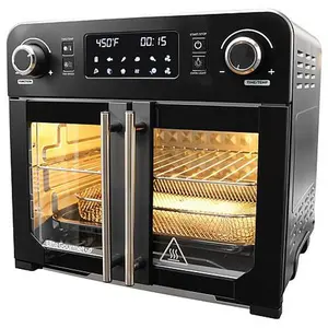 Elite Cuisine Digital 23L French Door Air Fryer Oven w/ Interior Light