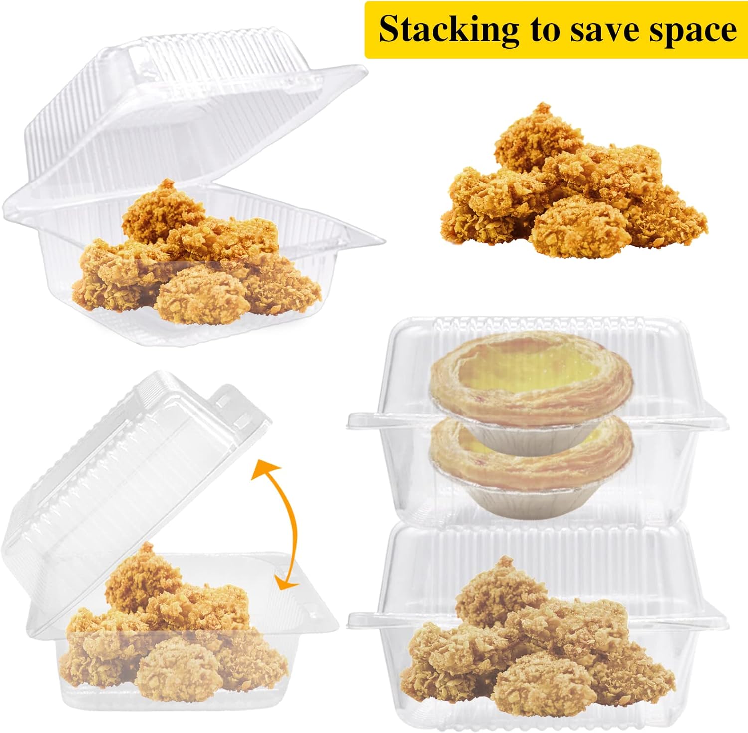 100 Pcs Clear Hinged Plastic Containers with Lids,Individual Cake Slice Containers,Square Plastic Food Container,Disposable Clamshell Take Out Containers for Cakes,Cookies,Pasta,Sandwiches,Salad 100 Pcs Clear Hinged Plastic Containers with Lids,Individual Cake Slice Containers,Square Plastic Food Container,Disposable Clamshell Take Out Containers for Cakes,Cookies,Pasta,Sandwiches,Salad