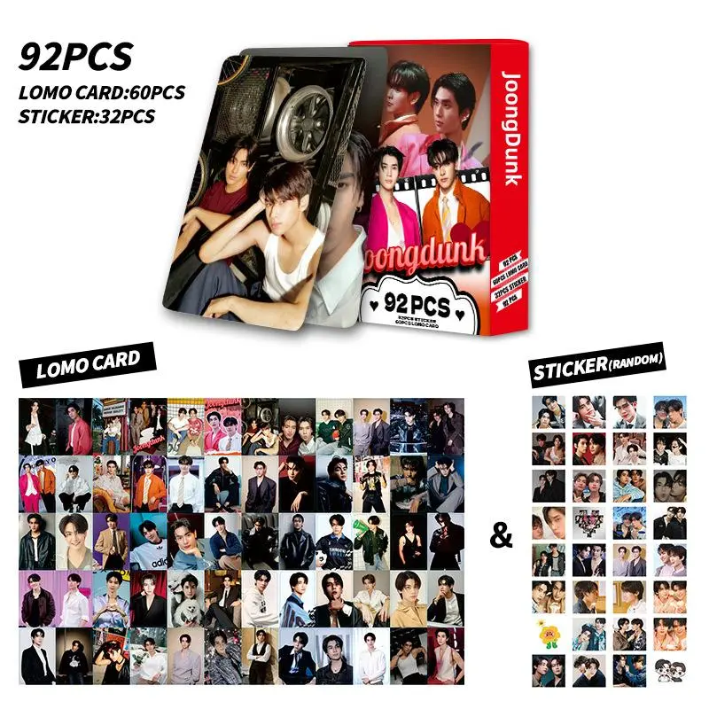 92Pcs/Set Thailand Stars Joong&Dunk Laser Lomo Card JoongDunk Characters Small Cards Photocard With Stickers Fans Support Card