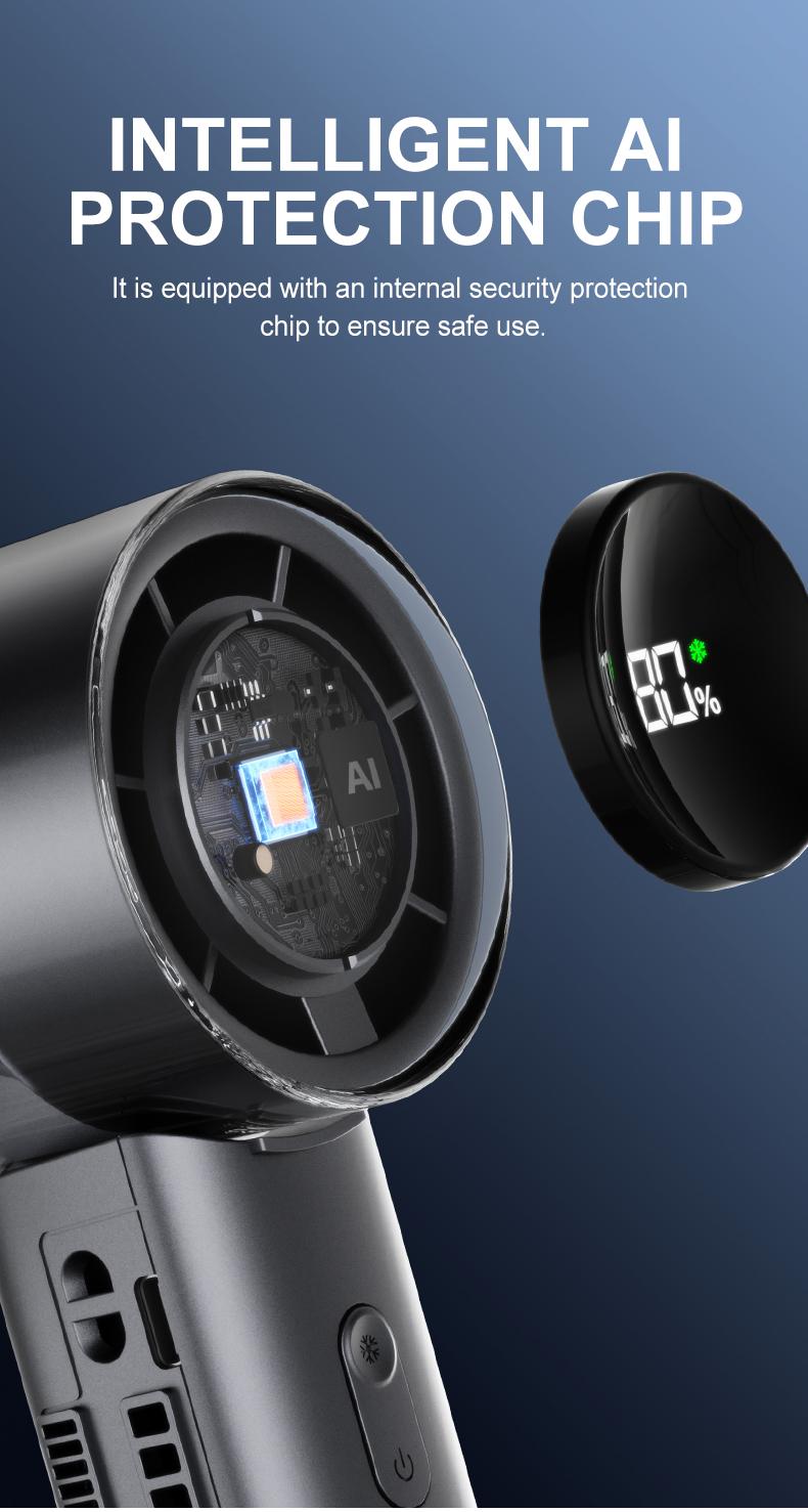 2026 New 5-in-1 High-Speed Handheld Fan, Portable Folding Cooling Fan with Ice Compress, 16°C Instant Cooling Turbo Fan, LED Display, Rechargeable Personal Fan for Travel & Outdoor