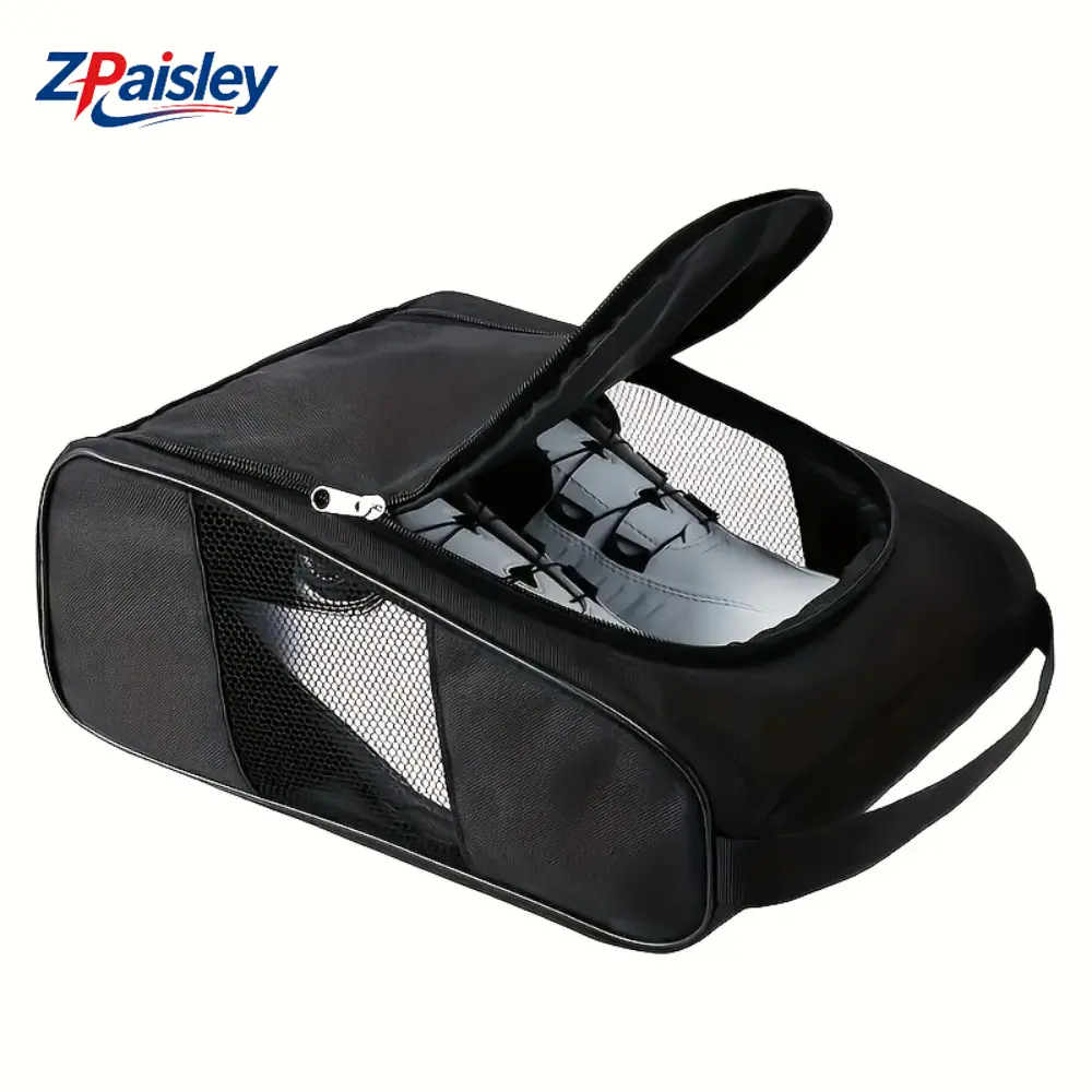 Ventilated Mesh Travel Shoe Bag with Zipper & Carry Handle, Water Resistant Durable Sneaker Storage Tote, Breathable Sports Shoe Organizer for Gym Workout Travel Luggage Outdoor Hiking Daily Use