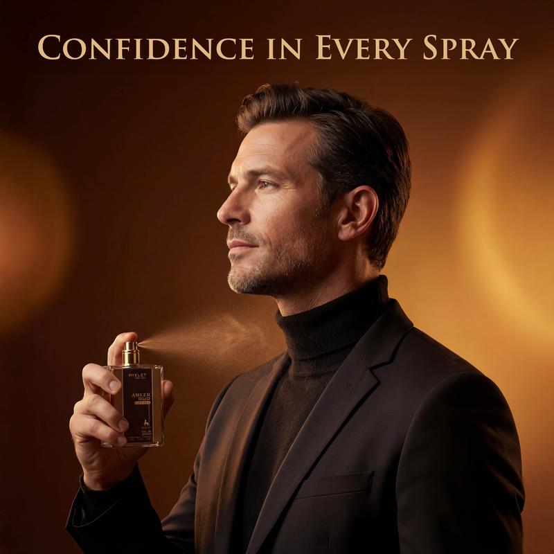 AMEER OUD Elixir Gold Eau de Parfum 100ml - Warm Sweet Amber Oud Fragrance for Men, Long-Lasting Woody Aroma, Perfect Gift Choice