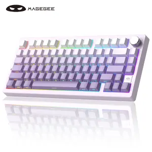 MageGee LIGHT75 Wireless Creamy Keyboard, Gasket Structure Hot Swappable, 75% Compact 2.4G/USB-C/BT5.0 RGB Backlit Gaming Keyboard for Win/Mac/PC, Side Printed PBT Keycaps, 4000mAh Battery, Purple