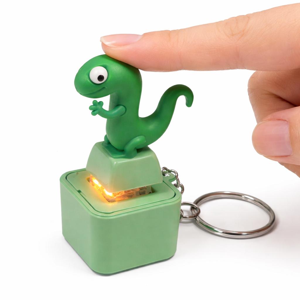 Lizard Stress Button Keychain: Light & Sound Anxiety Relief Toy