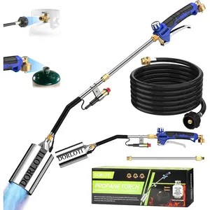 Propane Torch Weed Burner Kit,2,400,000 BTU High Output with Long/Short Mode,12.5FT Hose Heavy Duty Blow Torch Flamethrower with Self Igniter and Turbo Trigger for Weeding,Roofing,BBQ,Melting Ice