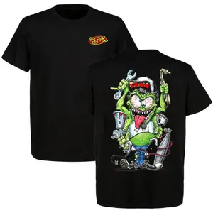 Rat Fink Mechanic Team T-Shirt, Vintage Car Graphic Tee, Soft Cotton Blend Shirt, Classic Car Lover Apparel for Men & Women, Ed Roth Artwork Gift for Car Fan