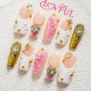 Lovful | H639 Divine Energy Handmade Acrylic Press On Nails | 10PCS Reusable Salon Quality 2025 New