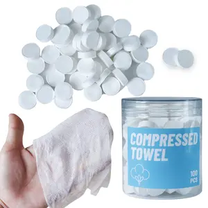 Compressed Cotton  Tissue Towel, 100 count (8in8in) - Ideal for Camping,