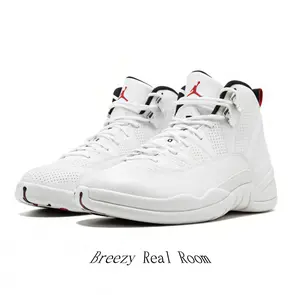 White Leather Performance Sneakers with Perforated Upper & Contrast Red/Black Details | Durable High-Top Shoes for Basketball & Casual Wear
