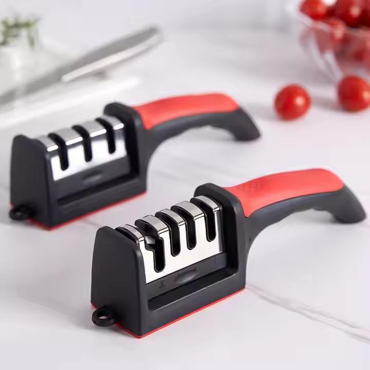 Professional 3-stage Knife Sharpening Tool With Soft Grip Handle Kitchen Knife Sharpeners Kitchen Knife Accessories Multi-Stage Handheld