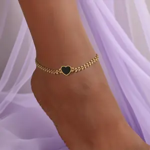 Bohemian Style Light Luxury Heart-shaped Design Charming Stainless Steel Women's Ankle Chain Sexy Gorgeous Daily Casual Wear Jewelry Gifts
