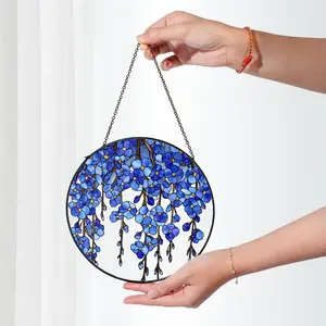 Forget Me Not Glass Suncatcher with Name– Sympathy Gift for Miscarriage Mom, Memorial Window Hanging Decor