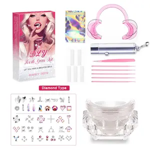 Tooth Gem Kit, 1 Set Tooth Beauty Kit with UV Solidify Light & Resin Glue & Gem & Gem Picker, Removable Tooth Ornaments, Artificial Fashion Crystal Tooth Supplies
