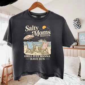 Moms Trip Shirt - Funny Mama Comfort Colors T-Shirt, Salty Moms Beach Club Shirt, Mom Beach Shirt, Vacation Tee Summer, Trendy Beachy Tshirt