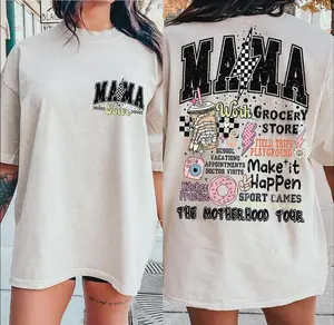 Mama World Tour Shirt 2 Sides Shirt, Funny Mom Life Graphic Tee - Motherhood Gift, MAMA Make it All Happen Shirt, Mother's Day Gift, Womenswear
