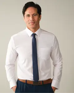 Range Shirt White Long Sleeve Performance Dress Shirt for Men – Breathable Stretch Button Down, Moisture-Wicking Work, Travel & Casual Wear