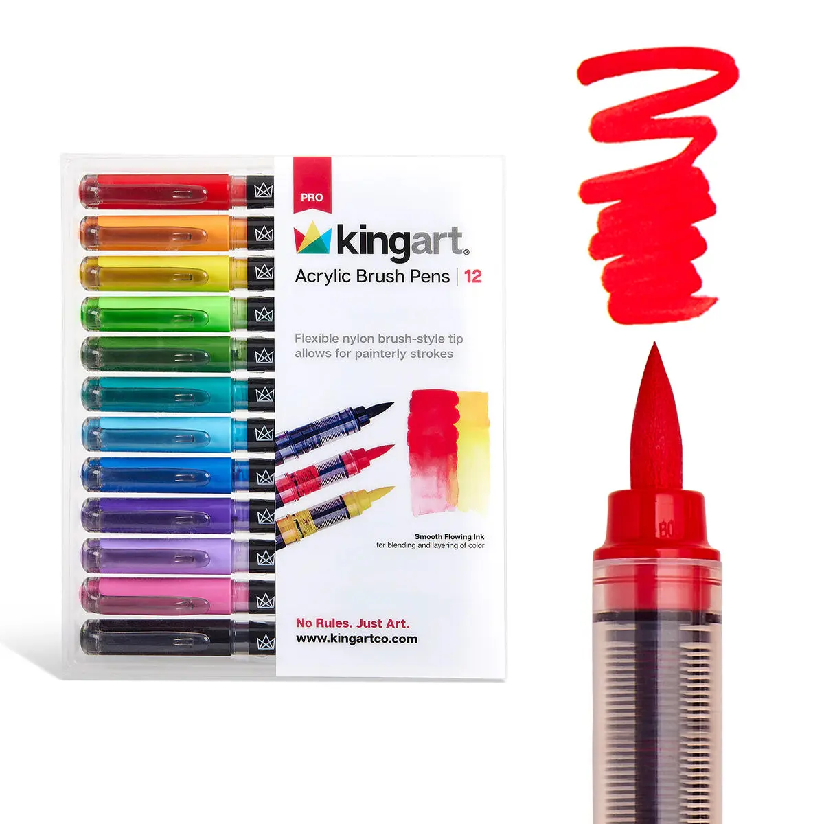 PRO Acrylic Brush Pens Flexible Tip with Blendable Ink Set of 12